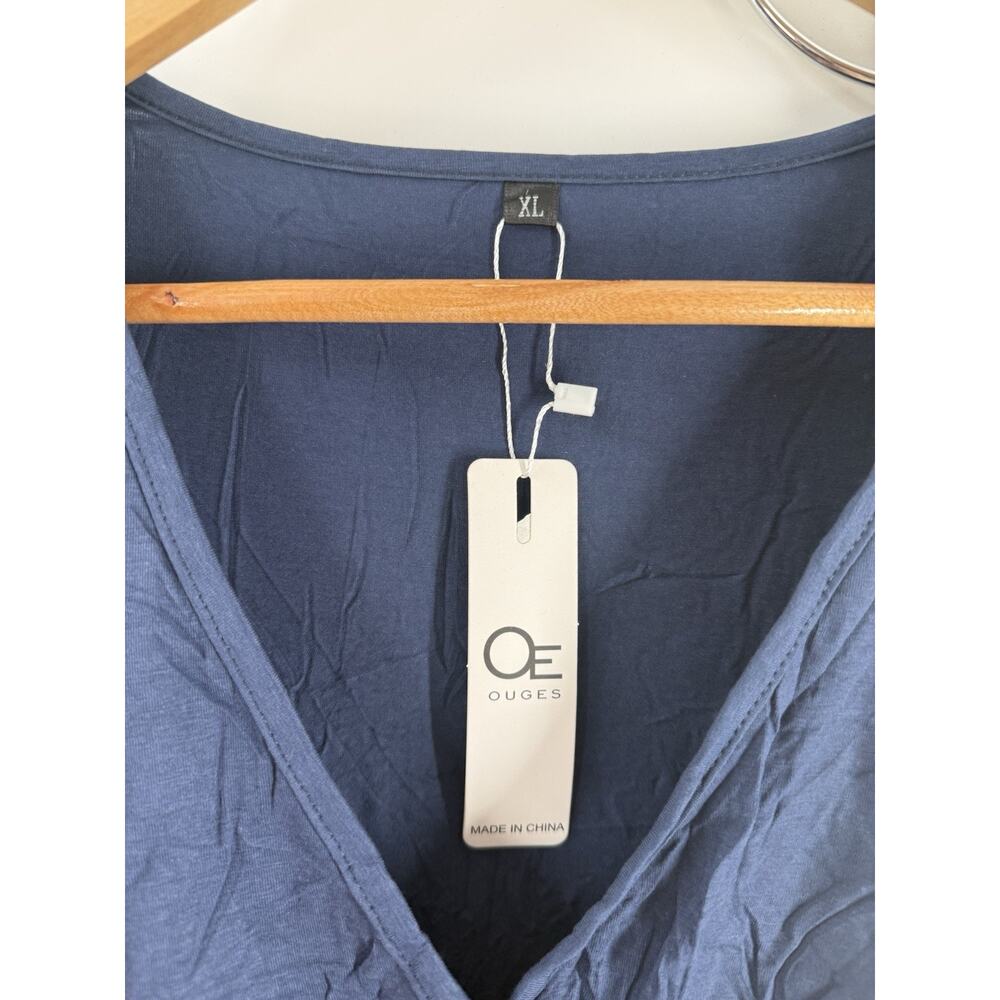 Ouges Women's Navyblue Long Sleeve V-Neck Wrap Wa… - image 4